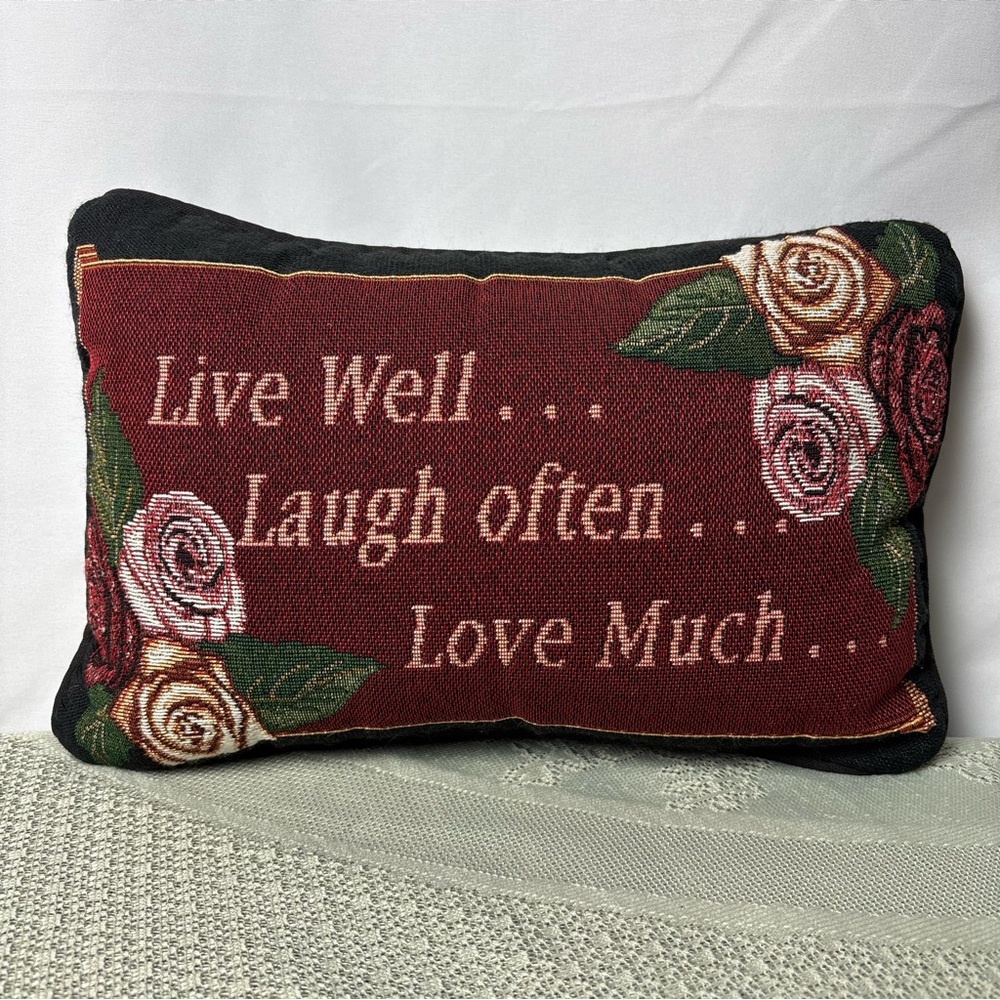 Live Well Laugh Often Love Much‎ Tapestry Throw Small Accent Pillow